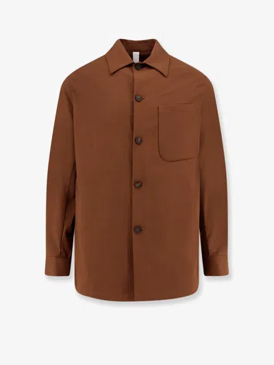 Hevo Bari Oversized Wool Blend Shirt In Brown