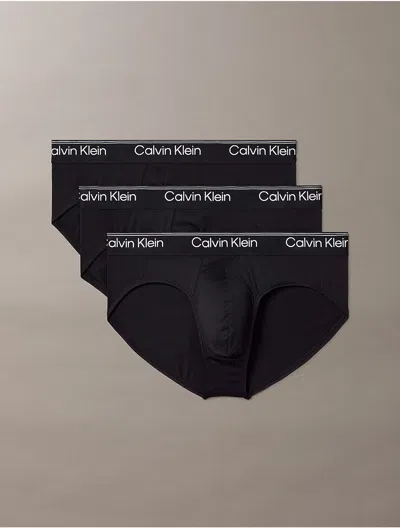 Calvin Klein Men's Microfiber Stretch 3-pack Hip Brief In Black