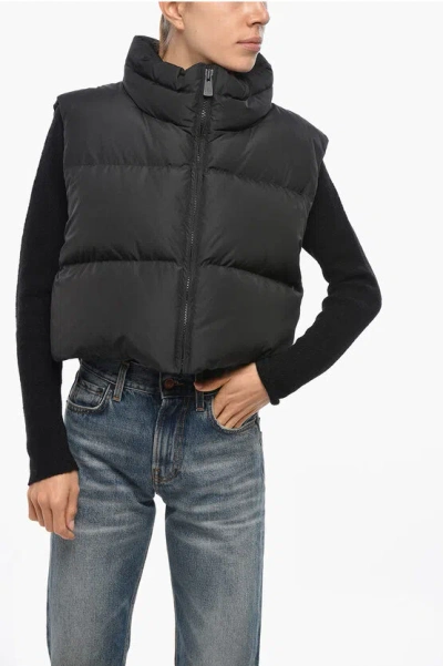 Bacon Crop Ramon Down Vest With Front Zip In Black