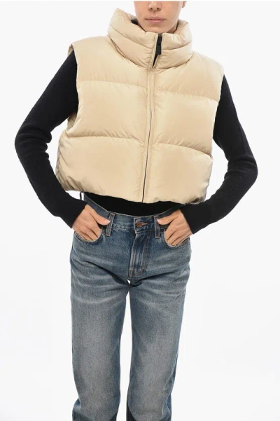 Bacon Crop Ramon Down Vest With Front Zip In Yellow