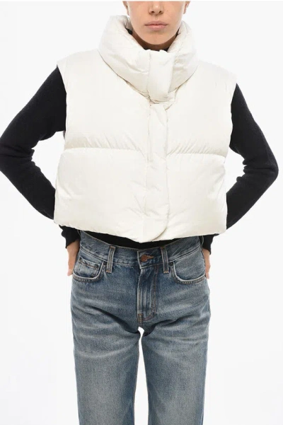 Bacon Crop Ramon Down Vest With Hidden Buttoning In White