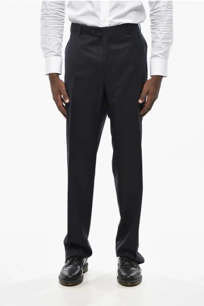 Corneliani Virgin Wool Pants With Belt Loops In Black