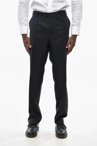 Corneliani Virgin Wool Pants With Hidden Closure In Black