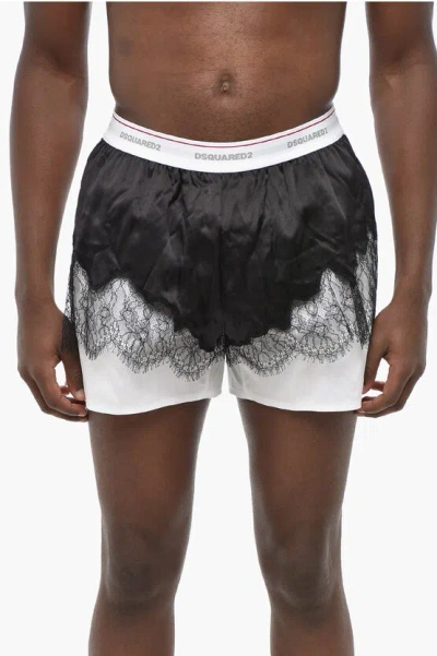 Dsquared2 Two-tone Boxer With Satin Detail And Logoed Elastic Band In Multi
