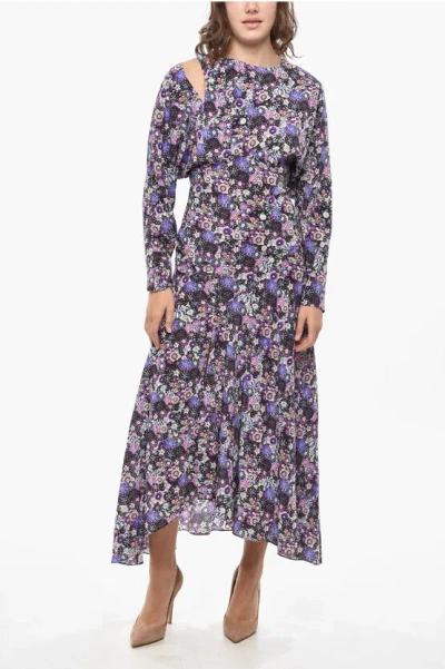 Isabel Marant Silk Blend Sadler Dress With Floral Pattern In Multi