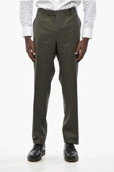Corneliani Cc Collection Virgin Wool Pants With Hidden Closure In Gray