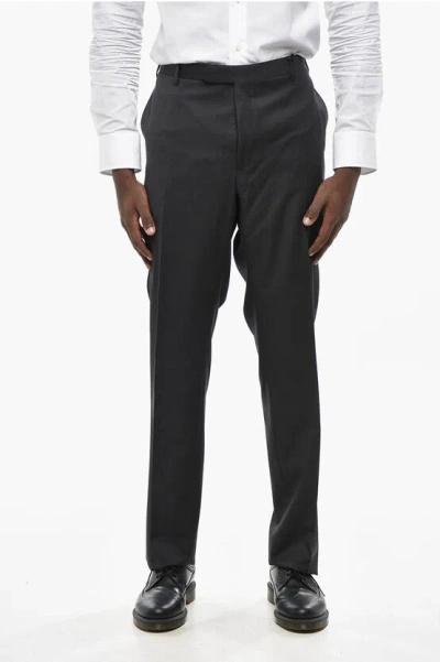 Corneliani Cc Collection Scalloped Hem Virgin Wool Pants In Black