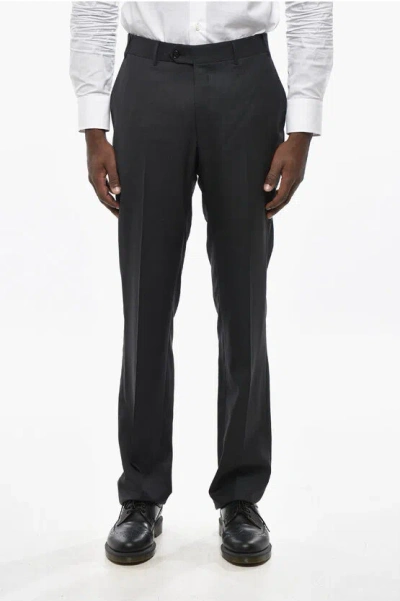Corneliani Scalloped Hem Virgin Wool Pants With Belt Loops In Multi