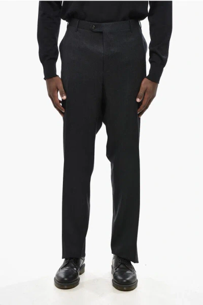 Corneliani Virgin Wool Pants With Scalloped Hem In Black