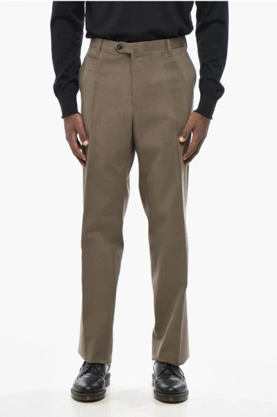 Corneliani Gabardine Cotton Chino Pants In Brown