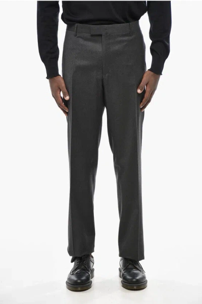 Corneliani Regular Waist Virgin Wool Pants In Gray