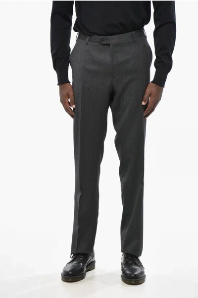 Corneliani Regular Waist Virgin Wool Pants In Gray
