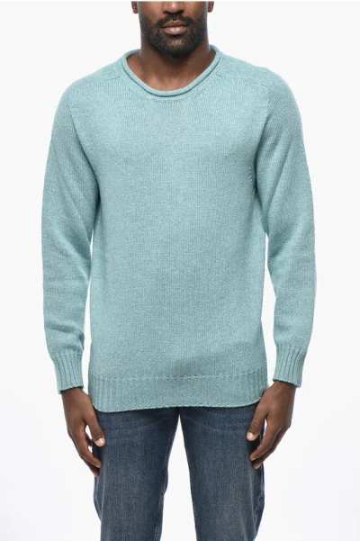 Malo Crew Neck Cotton And Cashmere Sweater In Blue