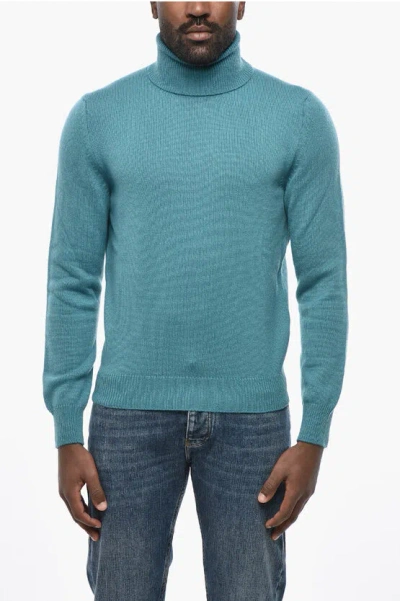 Malo Turtleneck Pure Cashmere Sweater In Blue