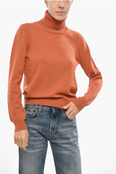Malo Virgin Wool And Cashmere Turtleneck Sweater In Orange