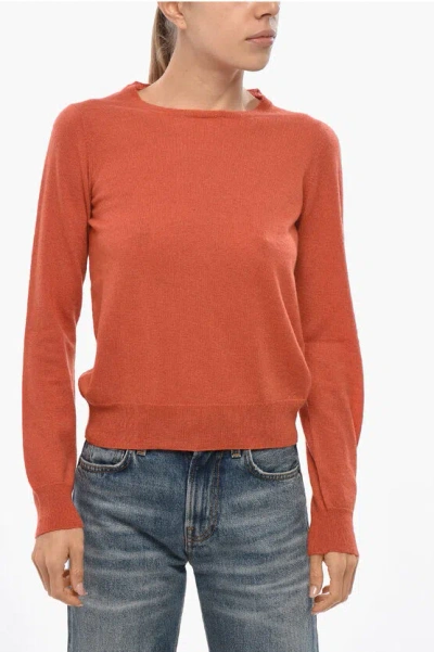Malo Crew Neck Cashmere Blend Sweater In Orange