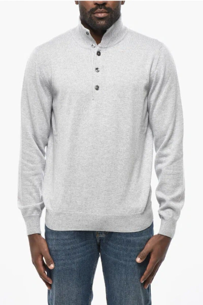 Malo Cashmere Sweater With Polo Neck In Gray