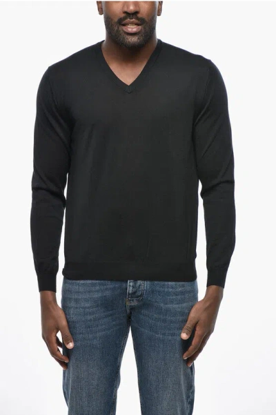 Malo Cashmere V-neck Sweater In Black