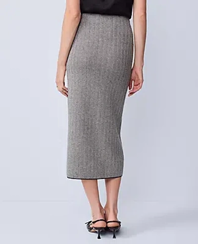 Ann Taylor Petite Herringbone Floral Jacquard Sweater Skirt In Black