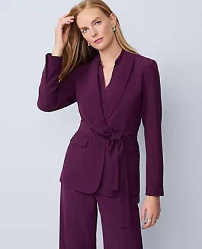 Ann Taylor The Petite Belted Shawl Collar Blazer In Purple