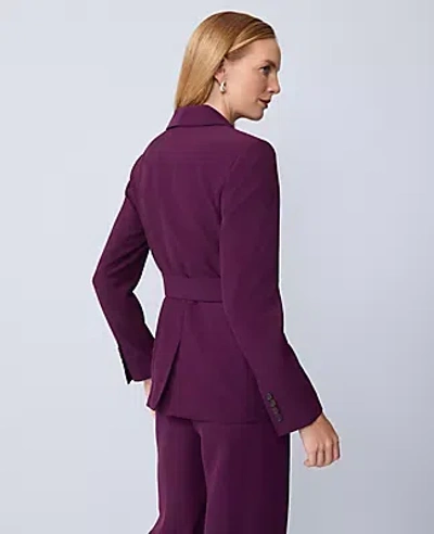 Ann Taylor The Petite Belted Shawl Collar Blazer In Purple
