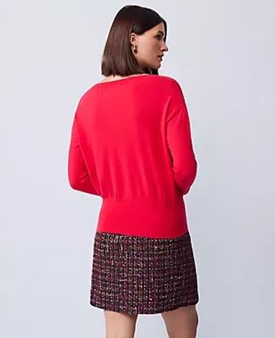 Ann Taylor Boatneck Wedge Sweater In Red