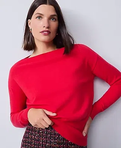 Ann Taylor Boatneck Wedge Sweater In Red