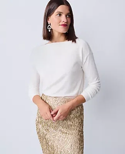Ann Taylor Boatneck Wedge Sweater In White