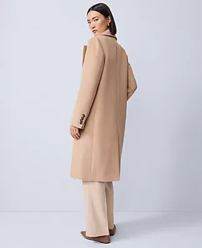 Ann Taylor Double Breasted Long Coat In Brown