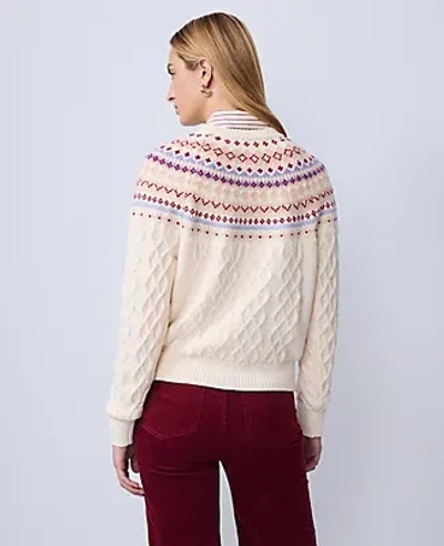 Ann Taylor Petite Weekend Collection Fair Isle Cable Sweater In Neutral