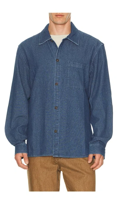 Rhythm Textured Wale Long Sleeve Shirt In Blue