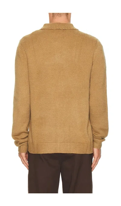 Rhythm Whip Stitch Button Up Knit Cardigan In Brown