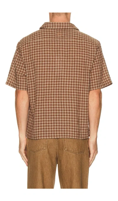 Rhythm Cross Check Crop Shirt In Brown