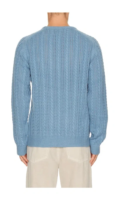 Rhythm Doheny Pointelle Crew Knit Sweater In Blue