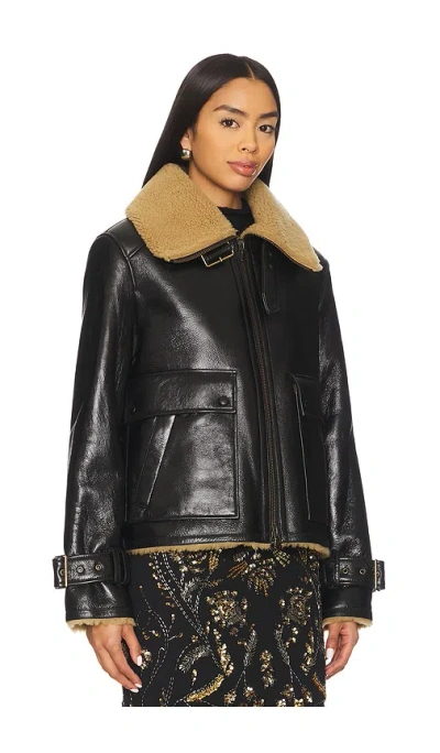 Veronica Beard Danika Shearling-lined Leather Jacket In Black