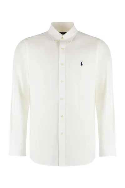 Polo Ralph Lauren Long-sleeved Button-down Shirt With Tailored Fit In White