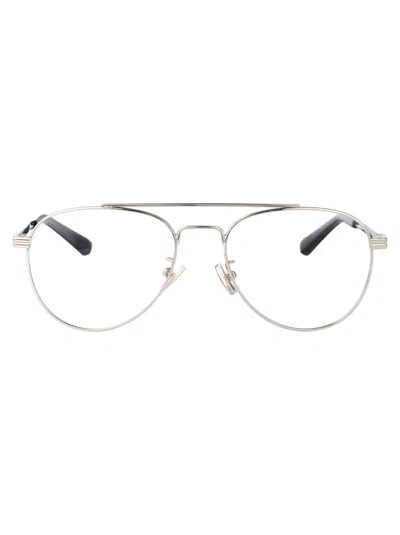 Bottega Veneta Silver Metal Optical Glasses In Metallic
