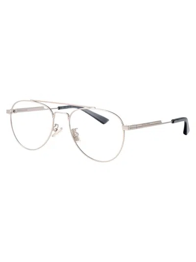 Bottega Veneta Silver Metal Optical Glasses In Metallic