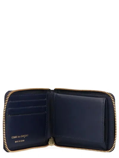 Comme Des Garçons Wallet Small Zip Around Wallet In Blue