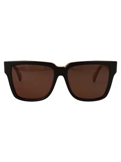 Max Mara Rectangular Sunglasses In Brown