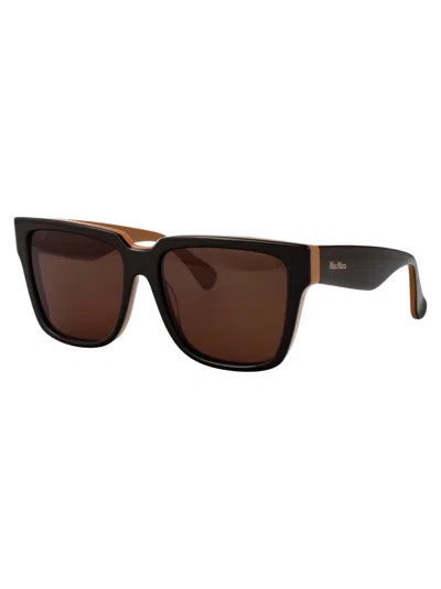 Max Mara Rectangular Sunglasses In Brown