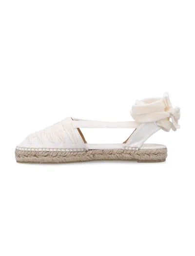 Castaã±er Castaner Ruched Design Espadrilles With Floral Accent In White