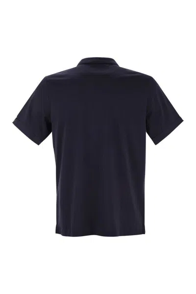 Fay Short-sleeved Cotton Polo Shirt In Blue