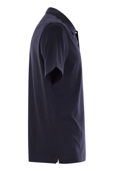 Fay Short-sleeved Cotton Polo Shirt In Blue