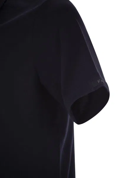 Fay Short-sleeved Cotton Polo Shirt In Blue
