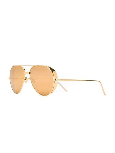 Shop Linda Farrow '426' Aviator Sunglasses In Metallic