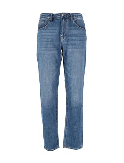 Armani Exchange Blue Cotton Skinny Jean In Blue