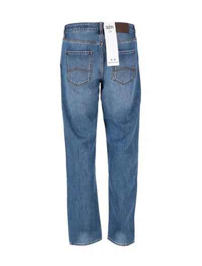 Armani Exchange Blue Cotton Skinny Jean In Blue