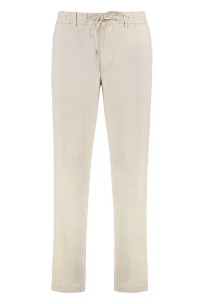 Hugo Boss Trousers Cotton Drawstring Waist In Sand
