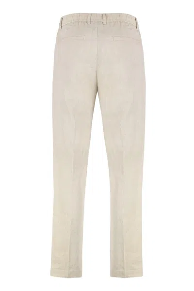 Hugo Boss Trousers Cotton Drawstring Waist In Sand